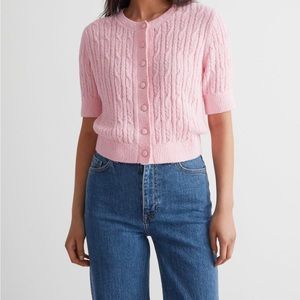 & Other Stories Short Sleeved Pink Cardigan